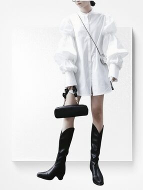 THREE TIER PUFF SLEEVE BLOUSE - Snow